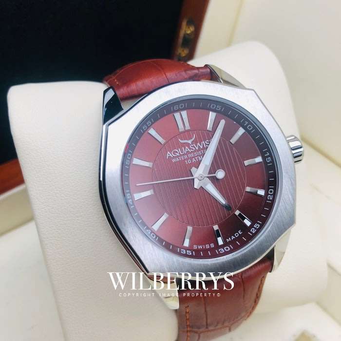 AQUASWISS Men's Classic IV Leather Watch CHOCOLATE SWISS Watch BRAND NEW W/ BOX, PAPERS