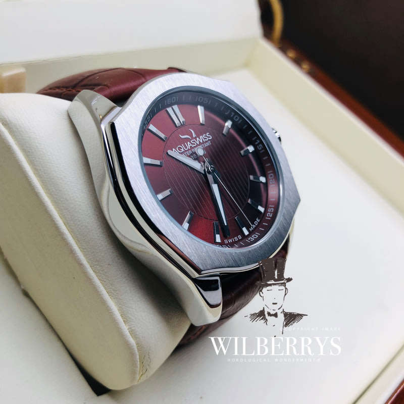 AQUASWISS Men's Classic IV Leather Watch CHOCOLATE SWISS Watch BRAND NEW W/ BOX, PAPERS