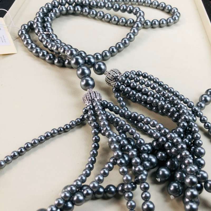 PEARLS!!!! Retail: R7,900.00 AMRITA NEW YORK Cubic Zirconia Pearl Necklace GREY Pearl