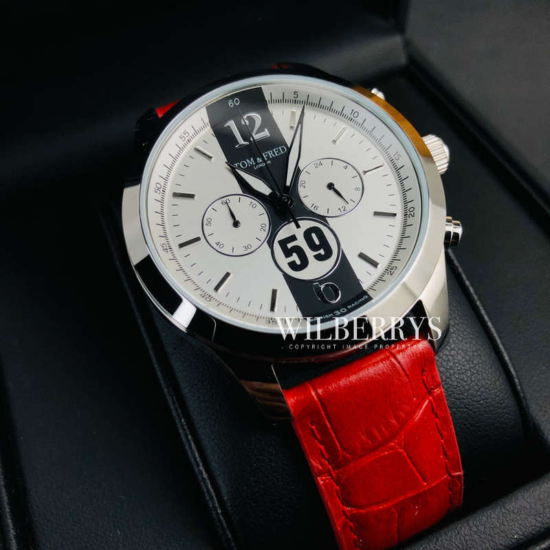 TOM & FRED London® Men's BRABHAM British Racing 1/1000 Produced Chronograph Scarlet Red Watch