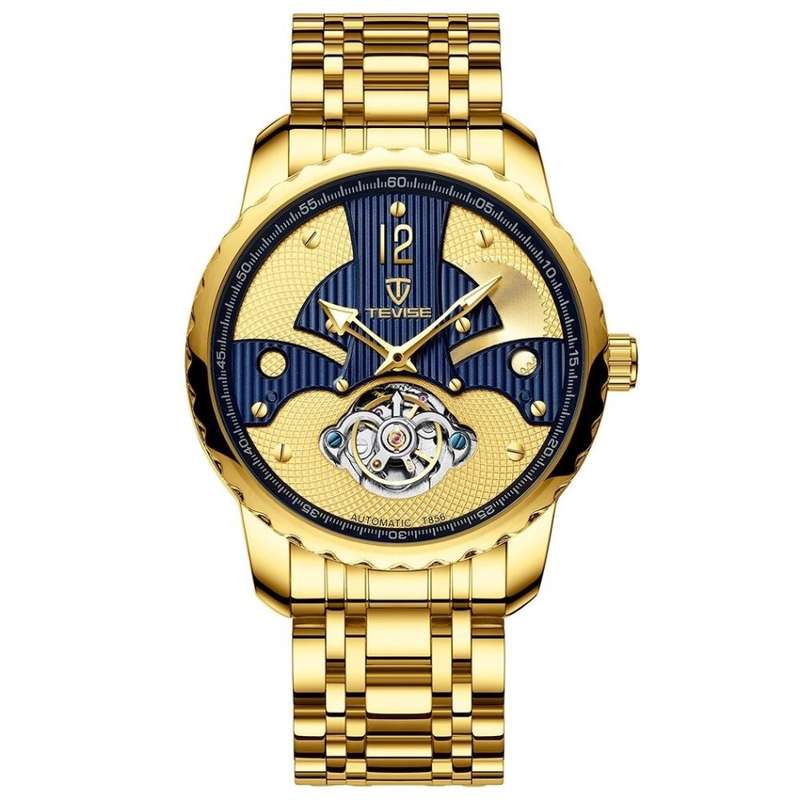 Retail: R2,799.00 TEVISE ® Men's La Crosse Automatic Gold/Blue Watch BRAND NEW