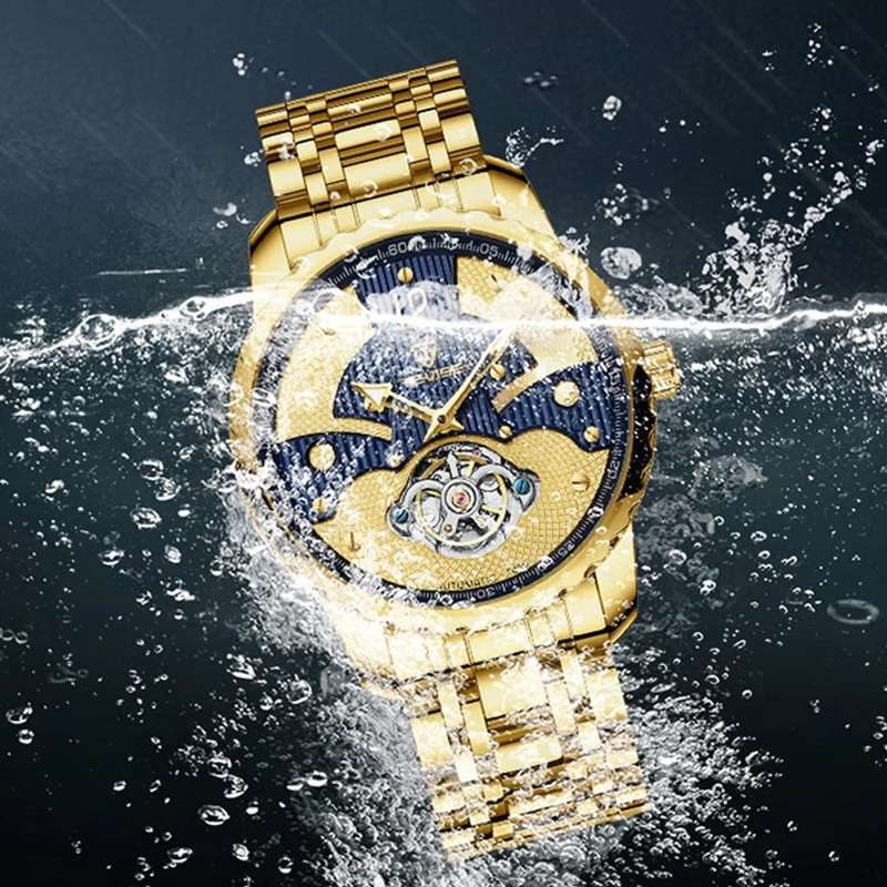 Retail: R2,799.00 TEVISE ® Men's La Crosse Automatic Gold/Blue Watch BRAND NEW