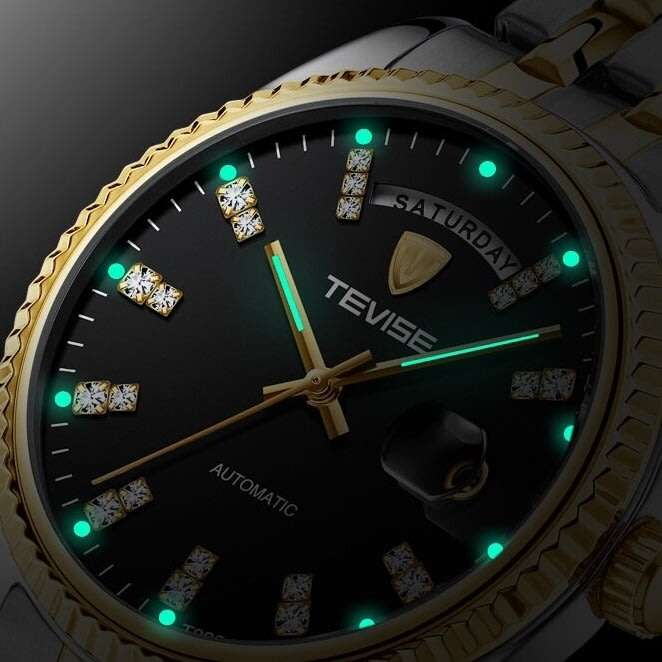 Retail: R2,499.00 TEVISE ® Women`s Krissy AUTOMATIC Gold Tone Watch BRAND NEW