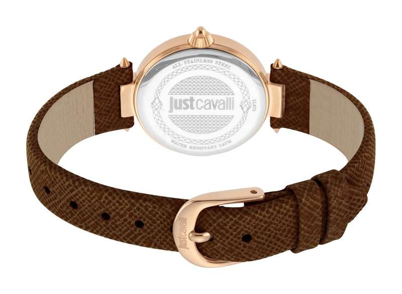 Retail: R5999.00 ROBERO CAVALLI Women's JC Chocolate Brown Leather Rose Gold pl Watch NEW IN BOX