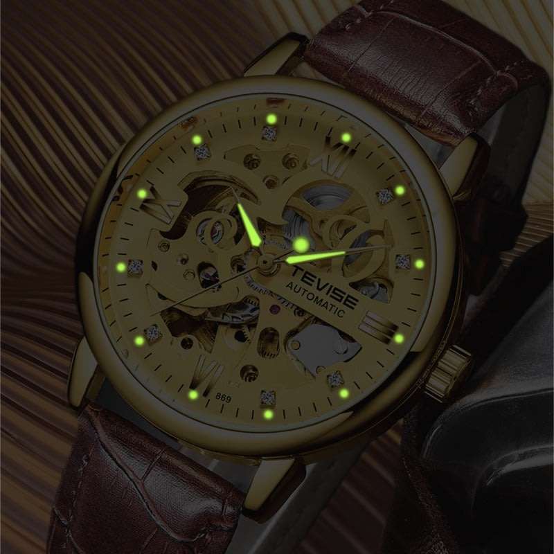 Retail: R2,399.00 TEVISE ® Men`s Metropolis Leather Gold Watch BRAND NEW