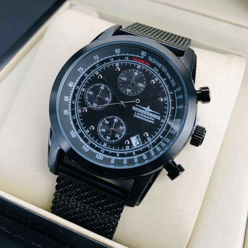 Retail: R7,000.00 THUNDERBIRDS AIR CRAFT WATCH Men's Landmark Chronograph BLACK MILANESE Watch