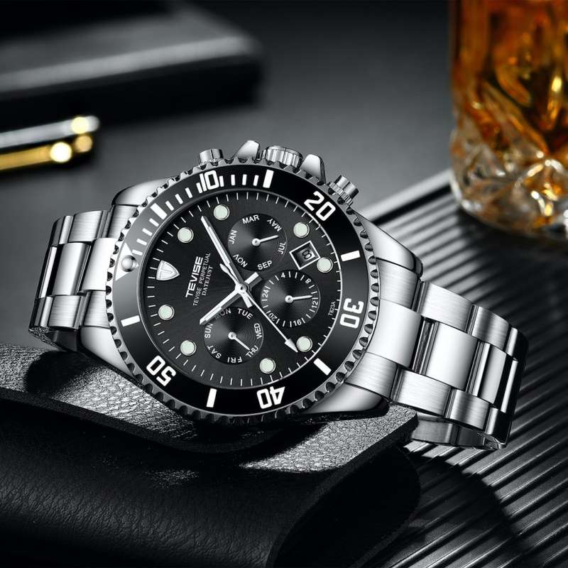 Retail: R2,599.00 TEVISE ® Men's Perpetual Automatic Silver Watch BRAND NEW
