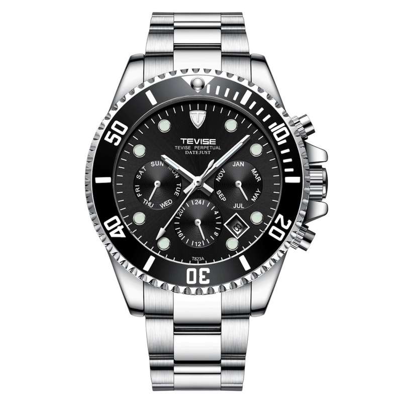 Retail: R2,599.00 TEVISE ® Men's Perpetual Automatic Silver Watch BRAND NEW