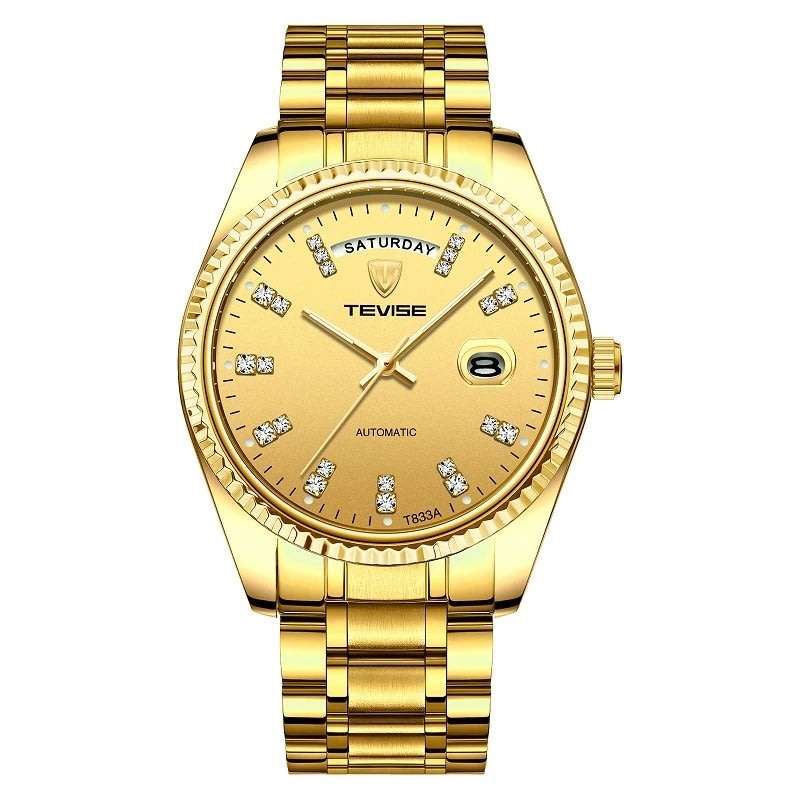 Retail: R2,499.00 TEVISE ® Women`s Krissy AUTOMATIC Gold Tone Watch BRAND NEW