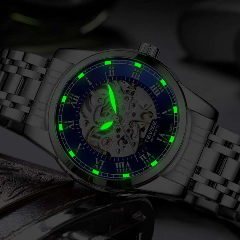 Retail: R1,999.00 TEVISE ® Men`s Skeleton Classic Steel Silver / White Watch BRAND NEW