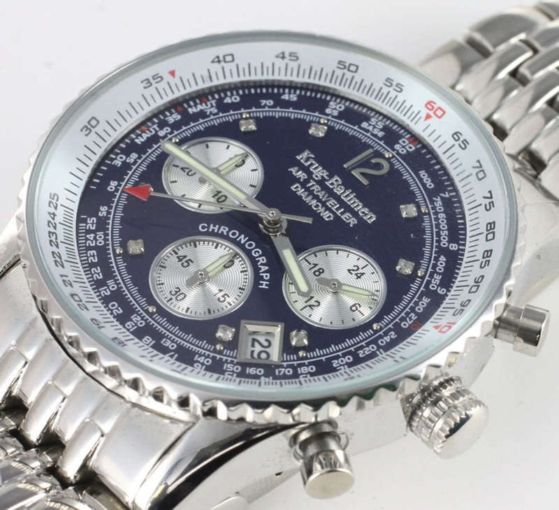 Retail: £775/ R12,975.00 Krug-Baumen Mens Air Traveller Diamond 42mm Chornograph Watch