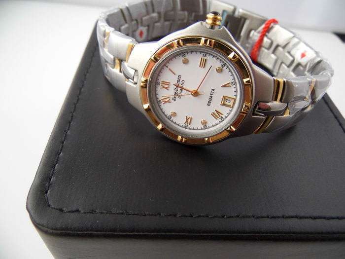 MUST SEE!! Krug Baumen Men's Regatta 4X Genuine Diamond White Dial Two Tone Watch BRAND NEW IN BOX