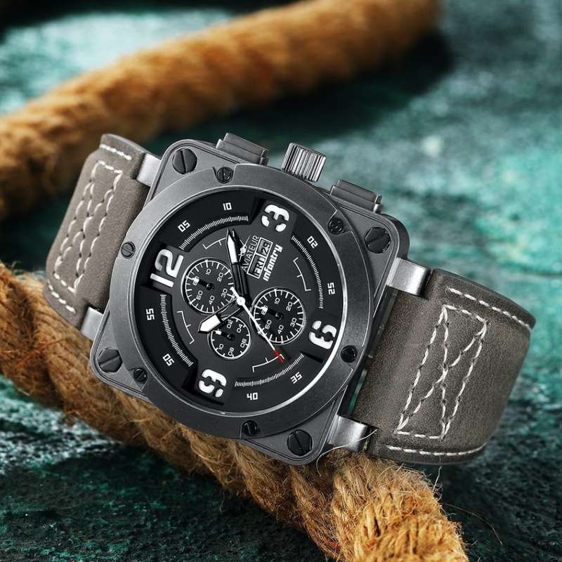 Retail: R7,999.99 INFANTRY REVOLUTION® Men's 48mm FALCON AVIATEUR CHARCOAL Watch BRAND NEW