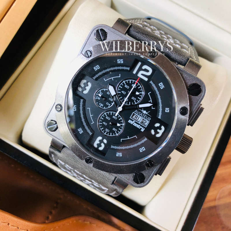 Retail: R7,999.99 INFANTRY REVOLUTION® Men's 48mm FALCON AVIATEUR CHARCOAL Watch BRAND NEW