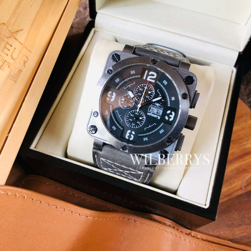 Retail: R7,999.99 INFANTRY REVOLUTION® Men's 48mm FALCON AVIATEUR CHARCOAL Watch BRAND NEW