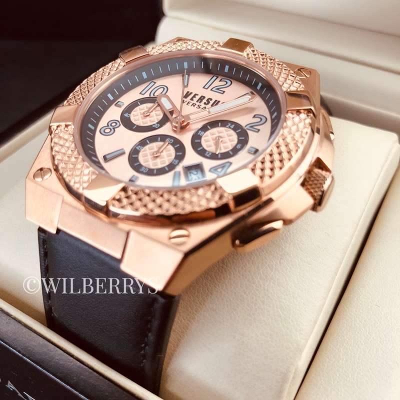 Retail: R9000.00 VERSACE Men's Versus Saint Germain BLACK GOLD EDITION Date Watch BRAND NEW