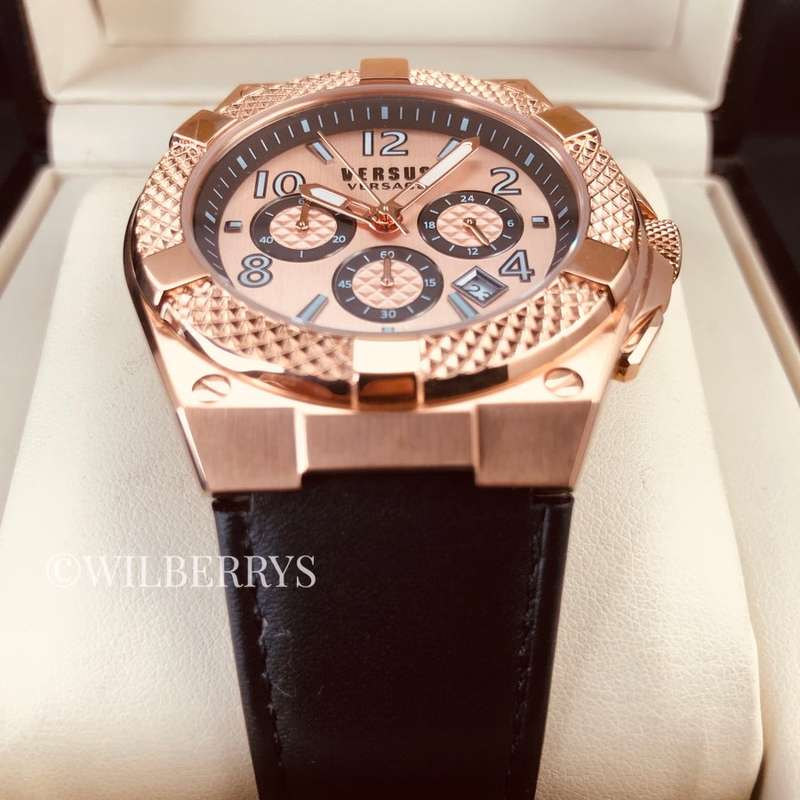 Retail: R9000.00 VERSACE Men's Versus Saint Germain BLACK GOLD EDITION Date Watch BRAND NEW