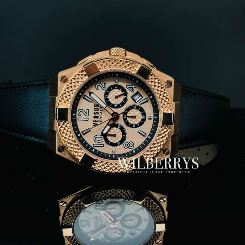 Retail: R9000.00 VERSACE Men's Versus Saint Germain BLACK GOLD EDITION Date Watch BRAND NEW