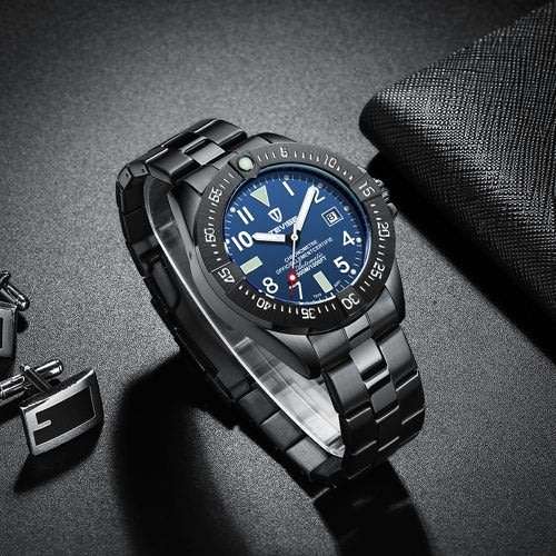 Retail: R1,999.00 TEVISE ® Men's Decoy Ionic Navy Dial Watch BRAND NEW IN BOX + PAPERS