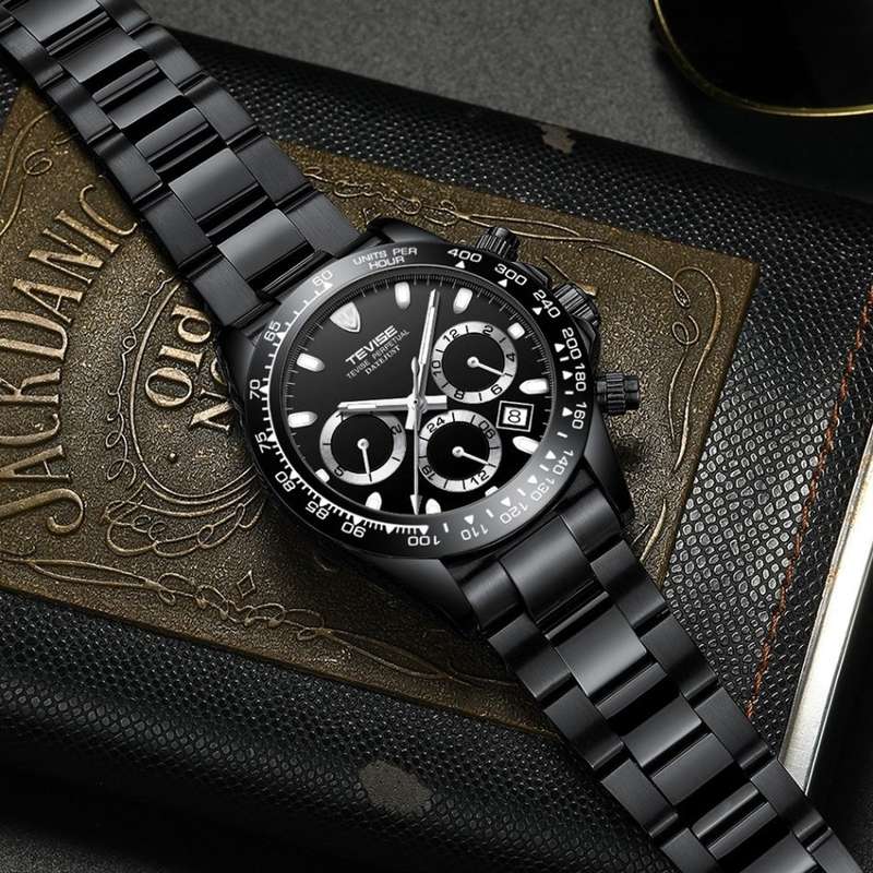 Retail: R2,599.00 TEVISE ® Men's Californian Racer Perpetual Automatic Black Edition Watch BRAND NEW