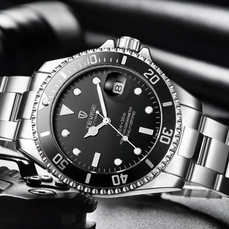 Retail: R2,999.00 TEVISE ® Men's TRIBUTE AUTOMATIC Black Dial Watch BRAND NEW