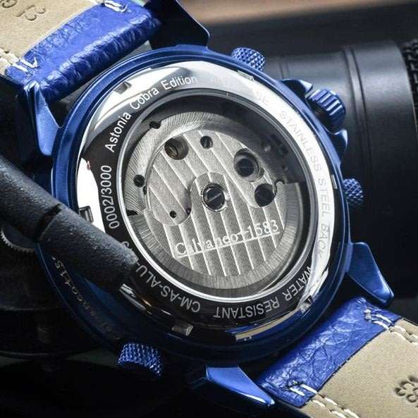 RARE!! R9,999.00 CALVANEO 1583 GERMANY Men's ASTONIA BLUE COBRA AUTOMATIC LIMITED EDITION WATCH