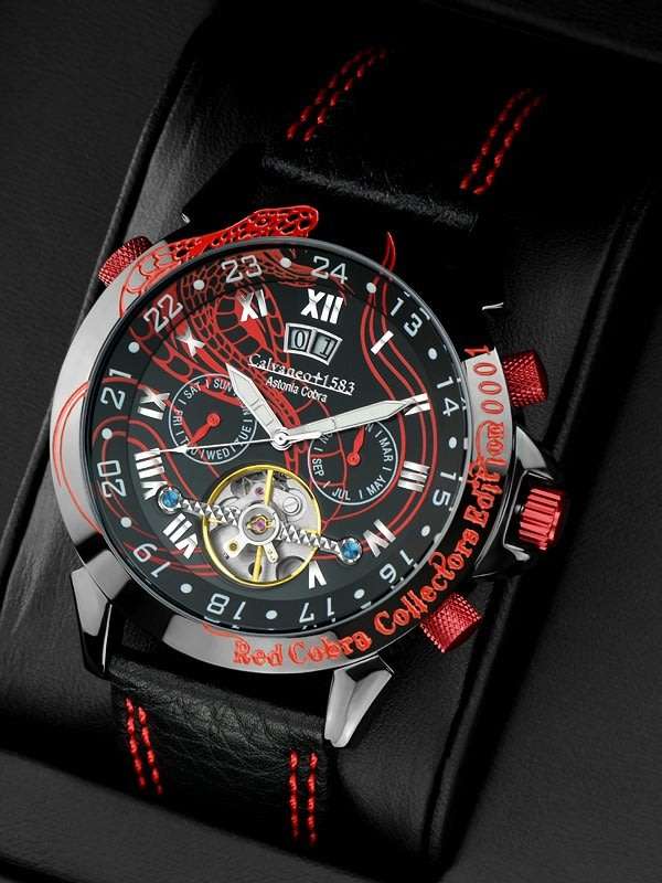 RARE!! R9,999.00 CALVANEO 1583 GERMANY Men's ASTONIA RED COBRA AUTOMATIC LIMITED EDITION WATCH