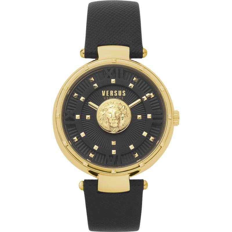 Retail: R8299.00 VERSACE Women's Medusa Parisan Black Leather Watch BRAND NEW NEW IN BOX