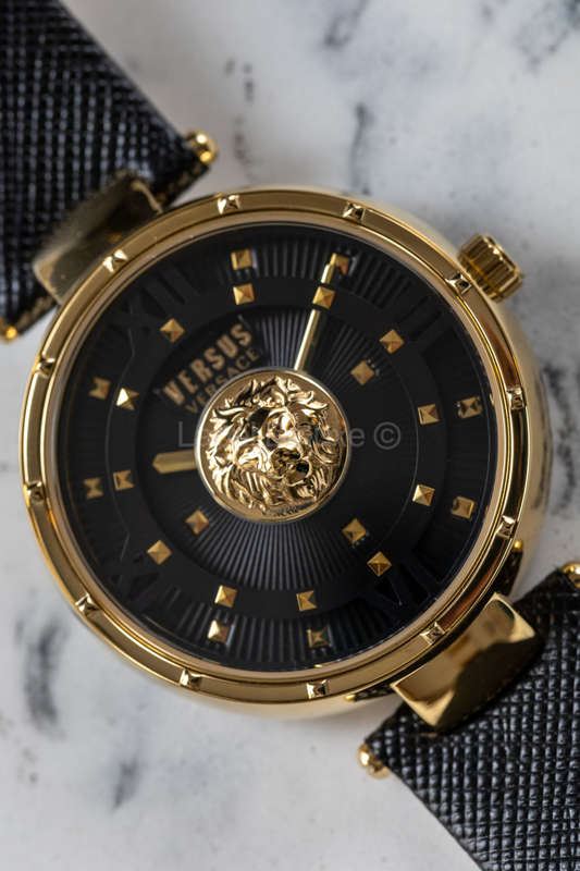 Retail: R8299.00 VERSACE Women's Medusa Parisan Black Leather Watch BRAND NEW NEW IN BOX