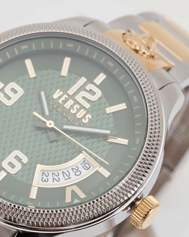 **Retail: R9,000.00** VERSACE Men's Reserve Two Tone EMERALD GREEN Versus Watch NEW IN BOX