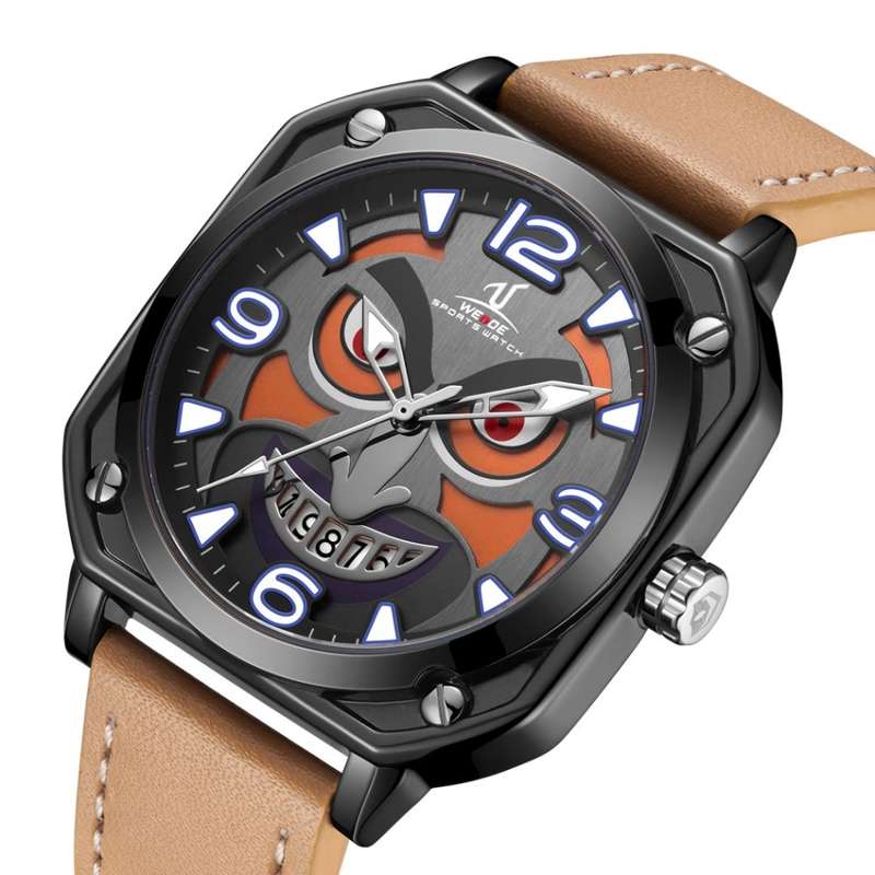 WEIDE Men's Joker Leather Tan Date Luminous Watch BRAND NEW official SA store