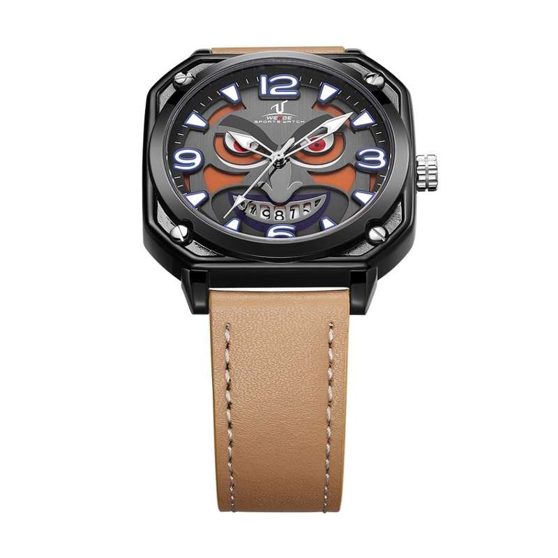 WEIDE Men's Joker Leather Tan Date Luminous Watch BRAND NEW official SA store