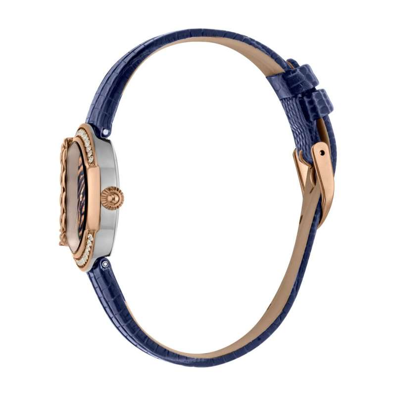 R6999.00 ROBERTO CAVALLI Women's JC Classic Animaltic Leather Navy Watch BRAND NEW IN BOX