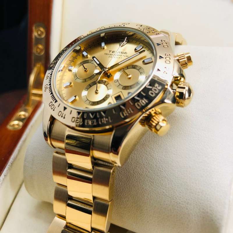 Retail: R2,599.00 TEVISE ® Men's Californian Racer Perpetual Automatic Gold Edition Watch BRAND NEW