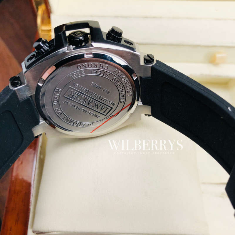 Retail: R12,500.00 Lancaster Men's LIETMOTIEF Swiss 316L Steel Chrono Watch SILICONE BAND BRAND NEW