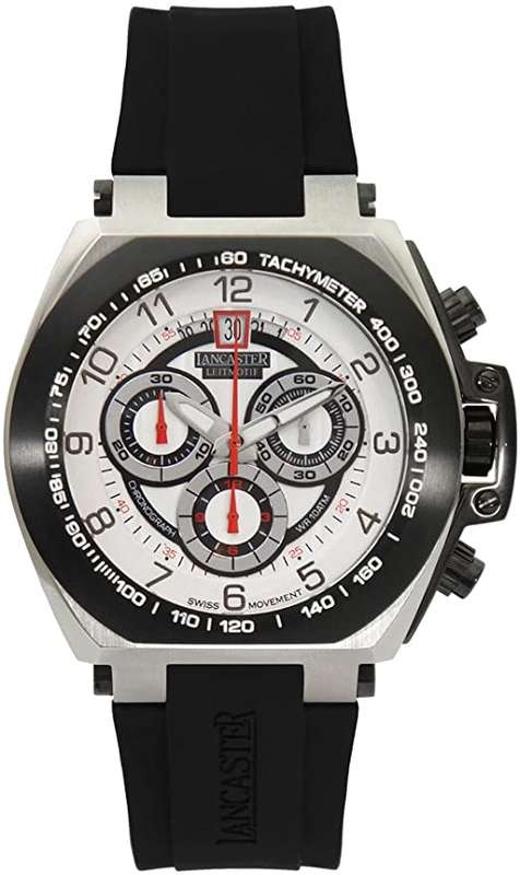 Retail: R12,500.00 Lancaster Men's LIETMOTIEF Swiss 316L Steel Chrono Watch SILICONE BAND BRAND NEW