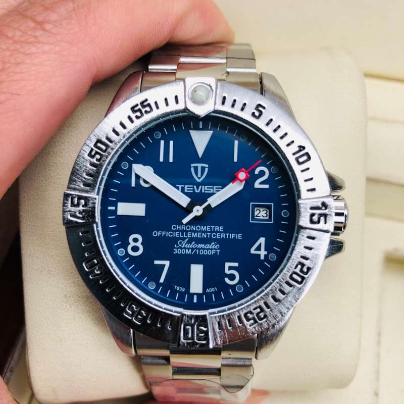 Retail: R1,999.00 TEVISE ® Men's Decoy Ionic Navy Dial Watch BRAND NEW IN BOX + PAPERS