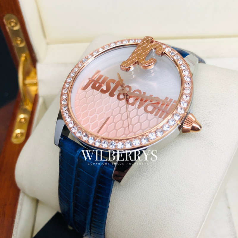 R7k ROBERO CAVALLI Women's Just Cavalli Bold 40mm Leather Watch BRAND NEW IN BOX