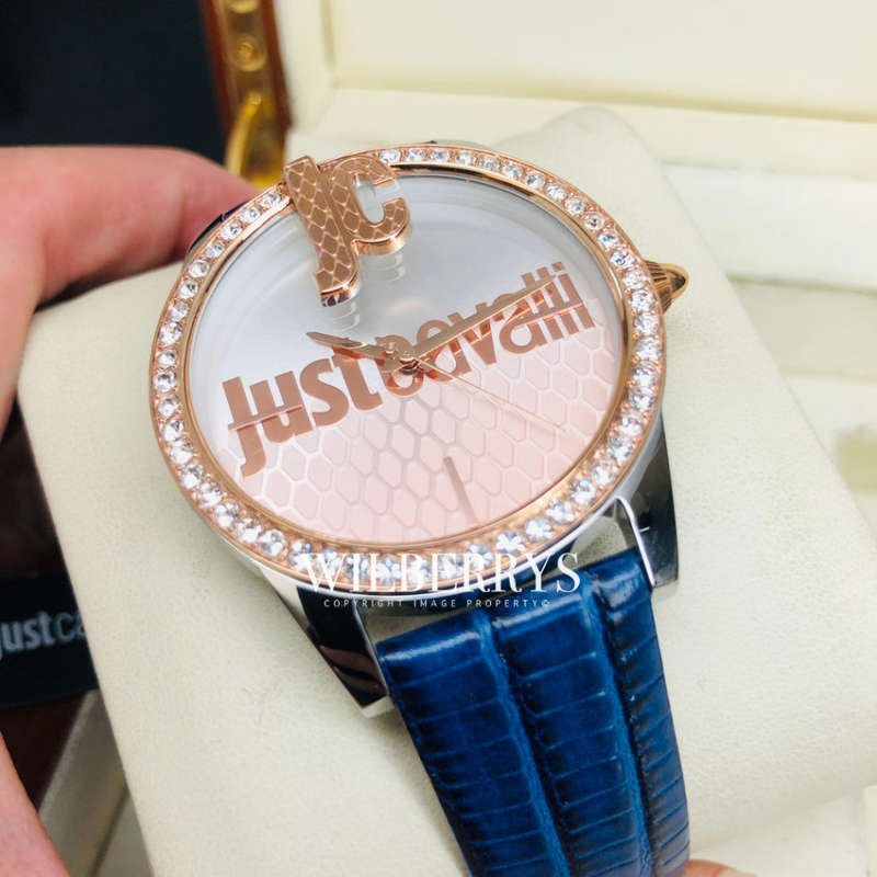 R7k ROBERO CAVALLI Women's Just Cavalli Bold 40mm Leather Watch BRAND NEW IN BOX