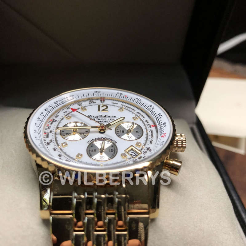 Retail: R12,000.00 Krug-Baumen Men's Air Traveller 42mm Diamond GOLD pl EDITION Watch  NEW IN BOX