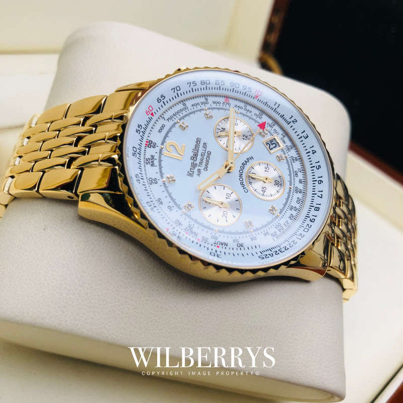 Retail: R12,000.00 Krug-Baumen Men's Air Traveller 42mm Diamond GOLD pl EDITION Watch  NEW IN BOX