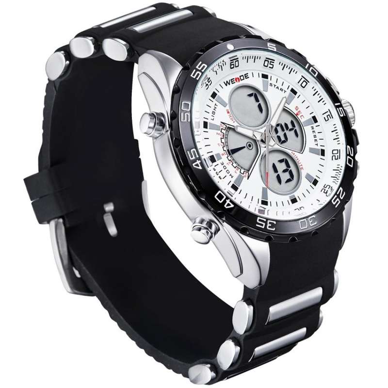 WEIDE Men's Electro Dual Time Steel White Trim Watch BRAND NEW official SA store