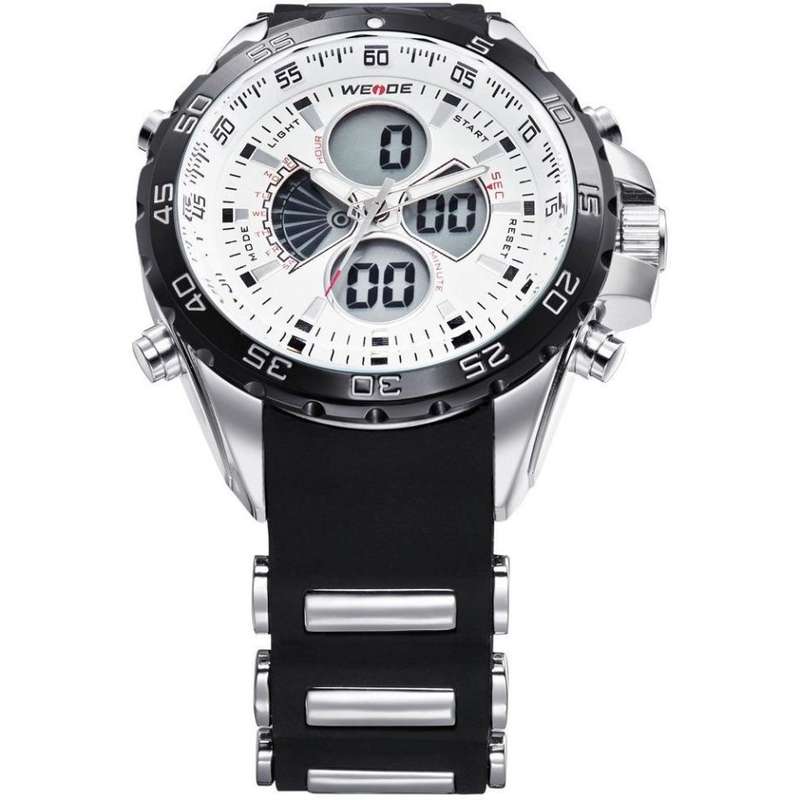 WEIDE Men's Electro Dual Time Steel White Trim Watch BRAND NEW official SA store