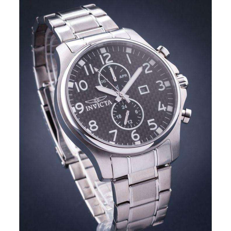 Retail: R6,000.00 INVICTA Classic Chrono Carbon 48mm Silver/Black BRAND NEW BOXED
