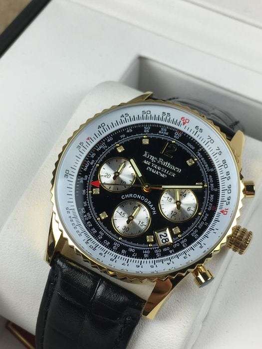 Retail: R10,000.00 Krug-Baumen Men's Air Traveller 42mm Diamond Watch  NEW IN BOX