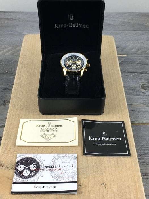 Retail: R10,000.00 Krug-Baumen Men's Air Traveller 42mm Diamond Watch  NEW IN BOX