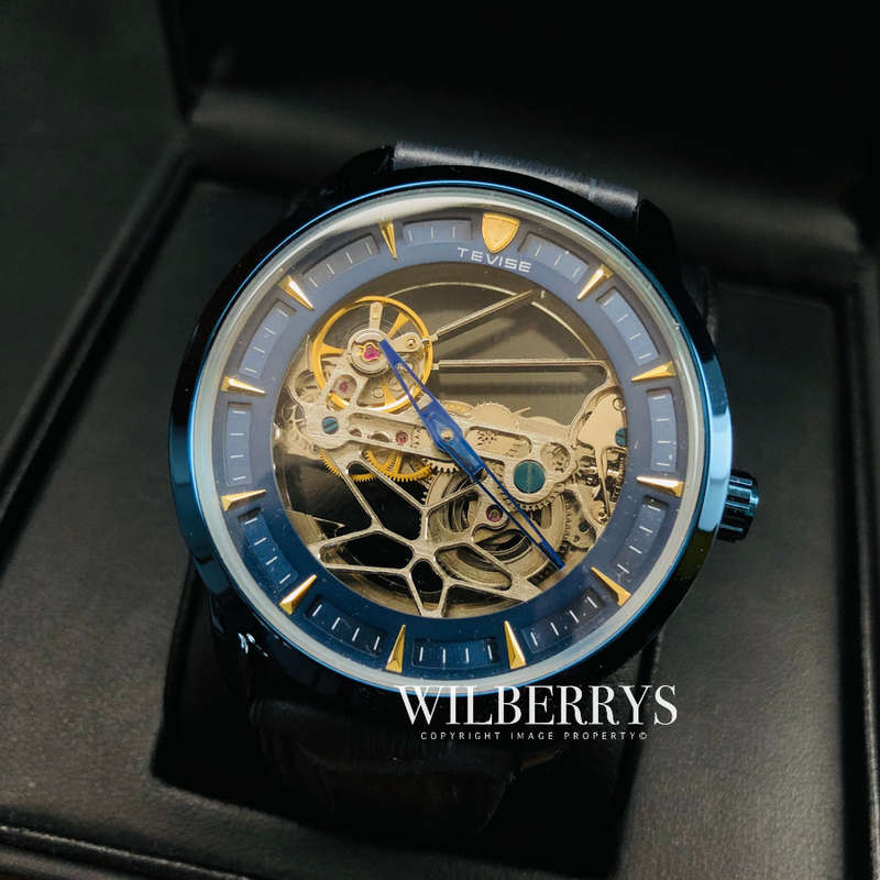 Retail: R2,599.00 TEVISE ® Men's Hollow Automatic Blue Edition Watch BRAND NEW