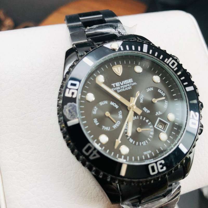 raed b4 bidding!! Retail: R2,599.00 TEVISE ® Men's Perpetual Automatic Ionic Black Watch BRAND NEW