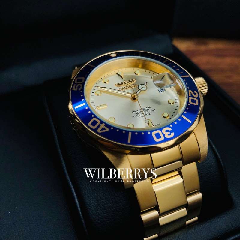 Retail: R6,999.00 INVICTA MEN`S 200M URCHIN CHAMPAGNE DIAL 18K GOLD PL WATCH BRAND NEW
