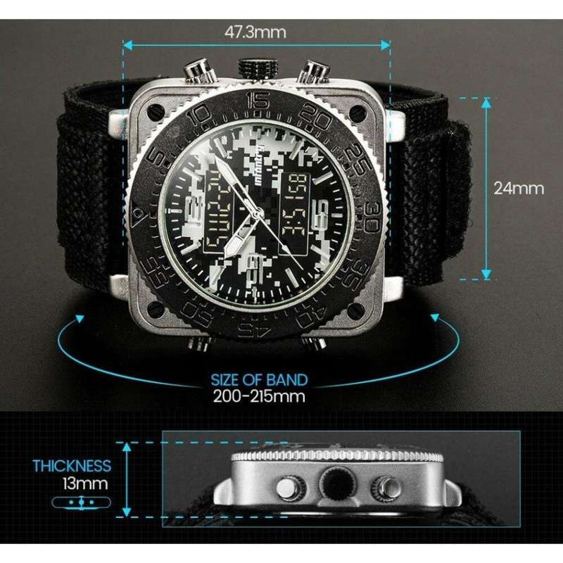 Retail: R3,999.00 INFANTRY MILITARY CO. Men's Tank ACU Leather 47mm BIG Dual Movement Watch NEW